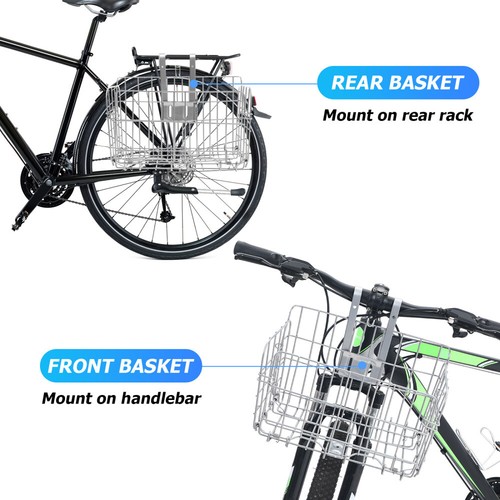 Cestino Bici Anteriore Posteriore Cestino Bici Pieghevole Rimovibile - Foto 6 di 11