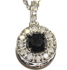 New 925 sterling silver 2ct black white diamond halo pendant necklace 18" — photo 2