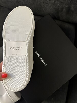 SAINT LAURENT Metallic Lips Patch Court Classic Sneakers Men