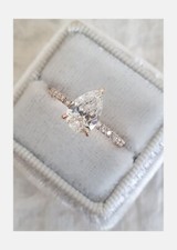 2Ct Pear Cut Lab Created Diamond Women Engagement Ring 14K Rose Gold Over