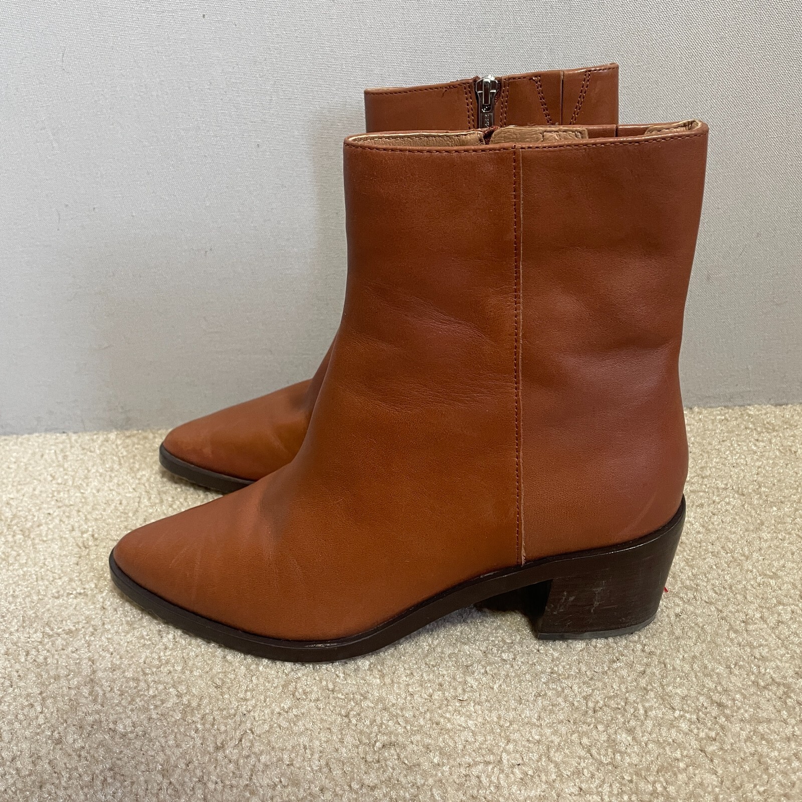 Madewell Warm Cinnamon Darcy Pointed Ankle Boots Size 9 Minimalist Style