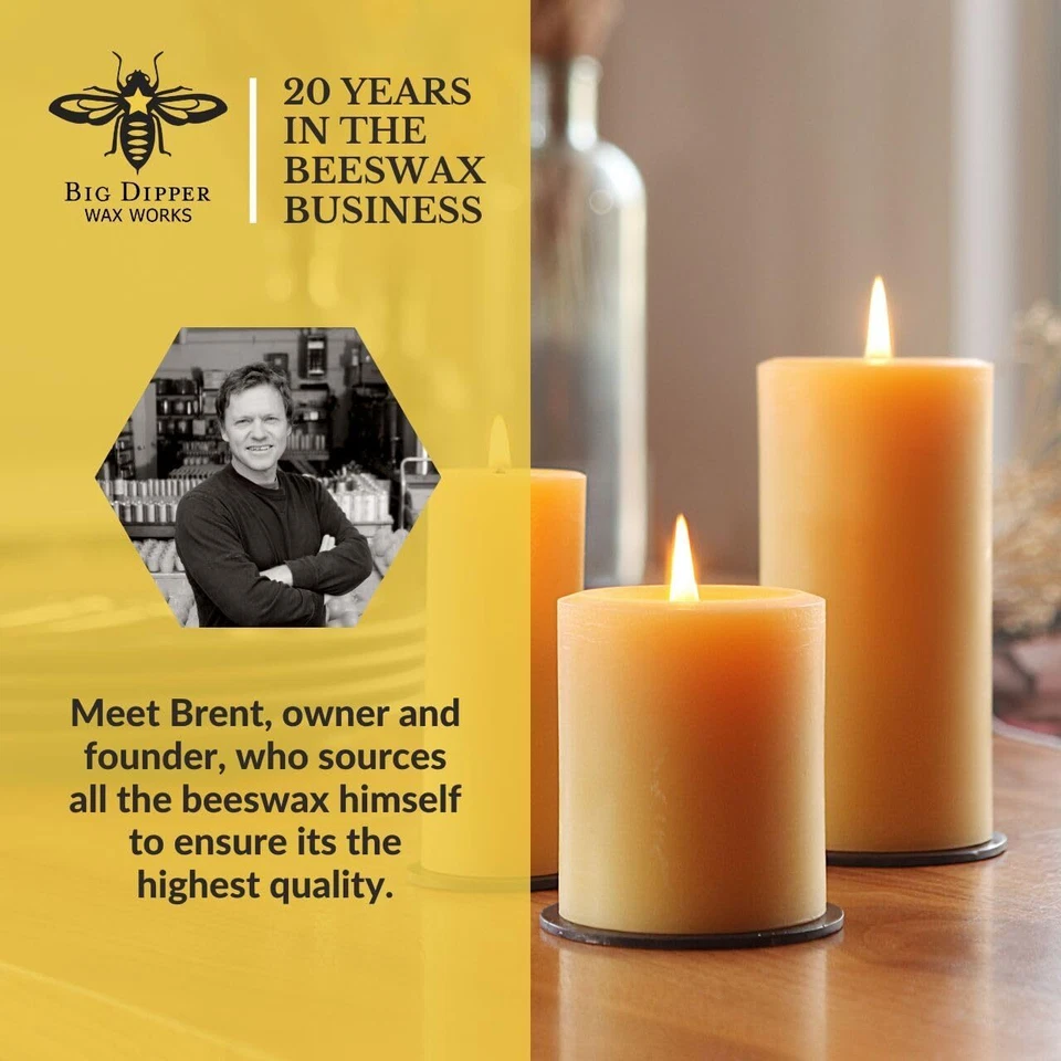 Vela pilar de cera de abejas Big Dipper Wax Works vela de cera de abejas pura de 60 horas de larga duración Foto 2 de 4