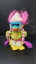 Vintage Russ Troll Born To Ski Troll Doll Pink Hair