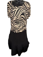 Enfocus Stripped Black and White Dress Short Sleeve Knee Length 14W Woman's