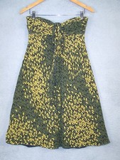 Max and Cleo XS Dress Green Olive print Sleeveless USA made 32" bust Women's