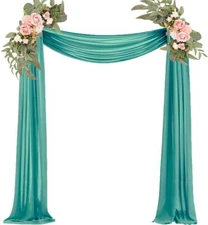 Wedding Arch Draping Fabric Teal 29" X 20FT Chiffon Fabric Sheer Drapes for W...