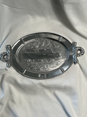 Robert Dennison Crafted Dawn Princess Maiden Voyage Tray Nautical Knot Handles