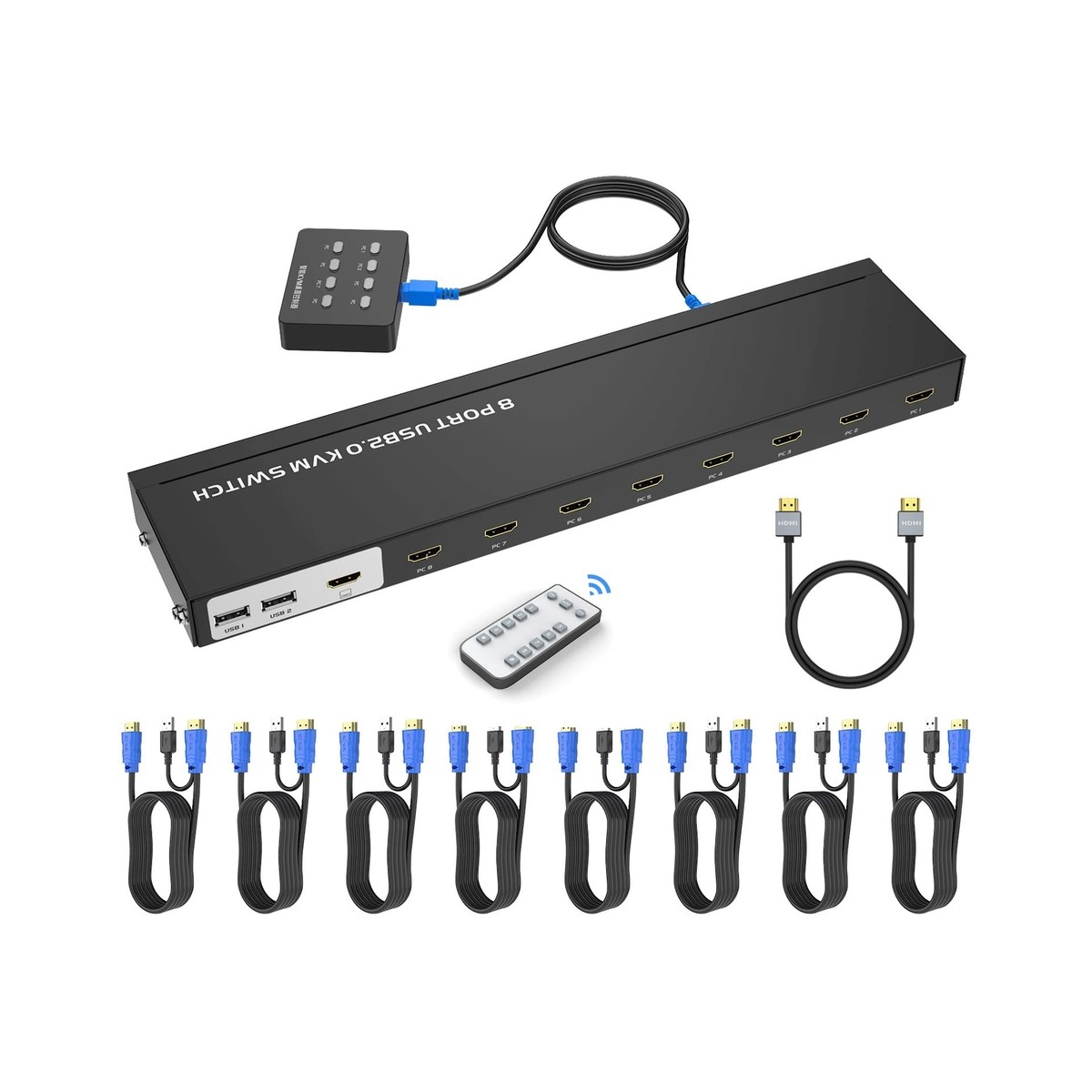 【ジャンク】ミニPC ブラック USB HDMI 8台セット 2 Port KVM Switch Kit HDMI 4K60Hz with USB 3.0 Docking
