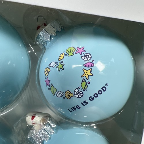 2 Boxes Of 6 Life Is Good Valentine’s Day Glass Ornaments Heart & Seashell Heart - Picture 4 of 17