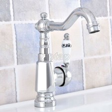 Chrome Brass Bathroom Basin Faucet Swivel Spout Deck Mounted Sink Mixer Tap