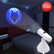 Blue Wolf With Christmas Decor Home Bar Shop LED Lamp Projector Shadow Light