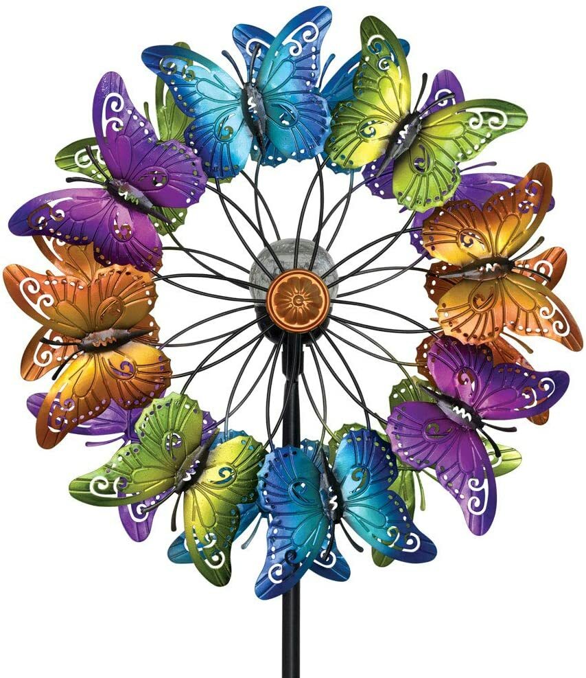 Solar Butterfly LED Wind Mill Spinner Lawn Garden Decor Patio Yard Art eBay