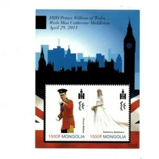 Mongolia - Royal Wedding Prince William and Kate Middleton Stamp -S/S MNH
