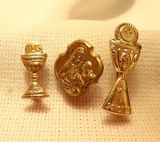 First Communion Pins Lot of 3 Vintage Catholic