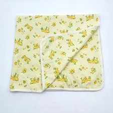 Vintage Carter's Receiving Baby Blanket Trains Toys Cotton Yellow Green White