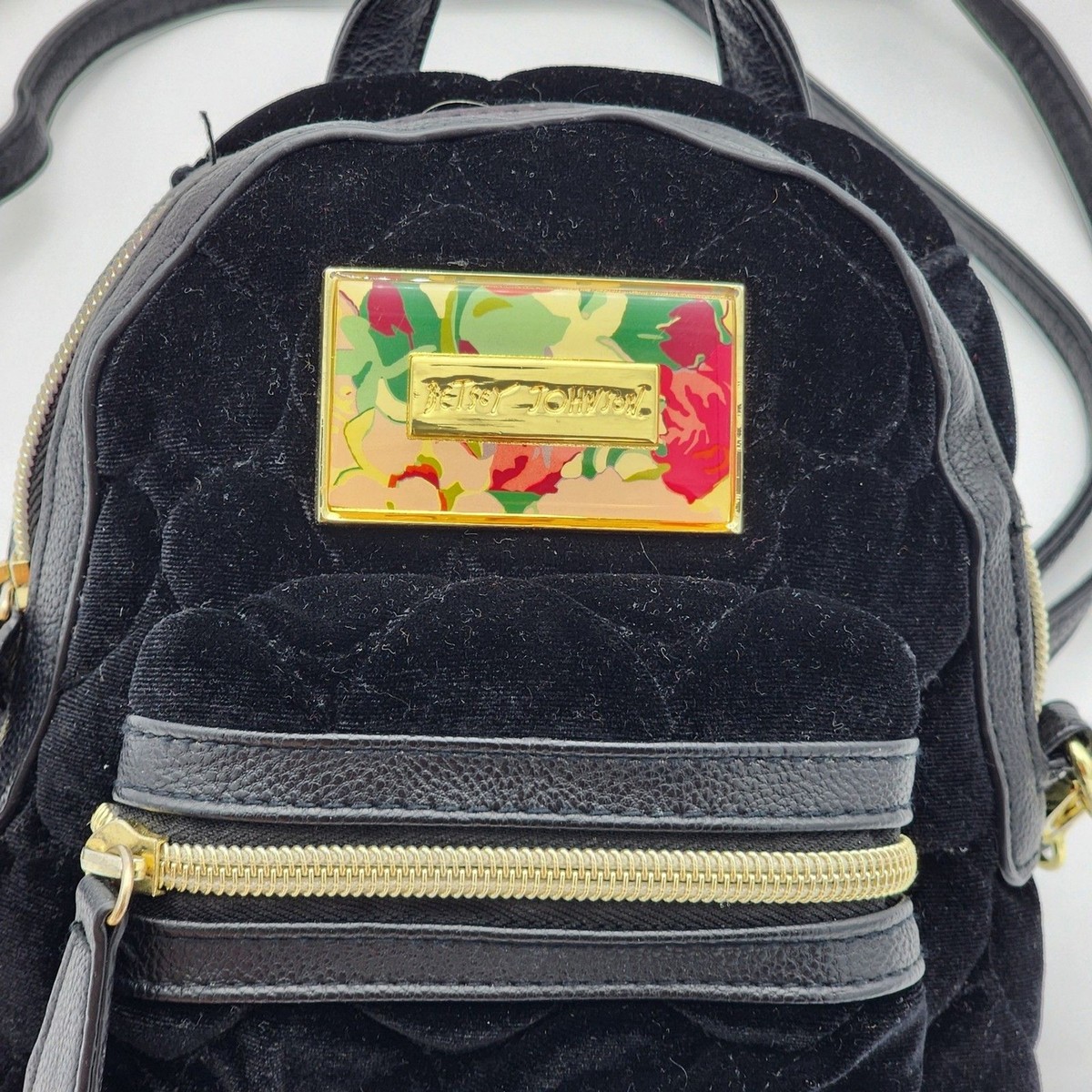 Betsey Johnson Quilted Velvet Mini Backpack Crossbody Bag | eBay display picture 2