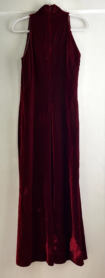 Винтажный Emanuel Ungaro Париж красный бархат вечернее платье миди размер 44 - Изображение 3 из 4