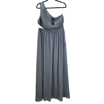 NEW Lulus Maxi Dress Womens sz 1X Lovely Endings Dusty Blue One Shoulder  Pleated | eBay