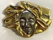 CHARMANT Beverly Hills California Nouveau Woman Gold  Silver Tone BELT BUCKLE