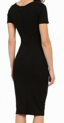 black short sleeve sheath dress Short Sleeve Cinched Waist Underbust Seam Detail T-Shirt Dress In Black | EGO US