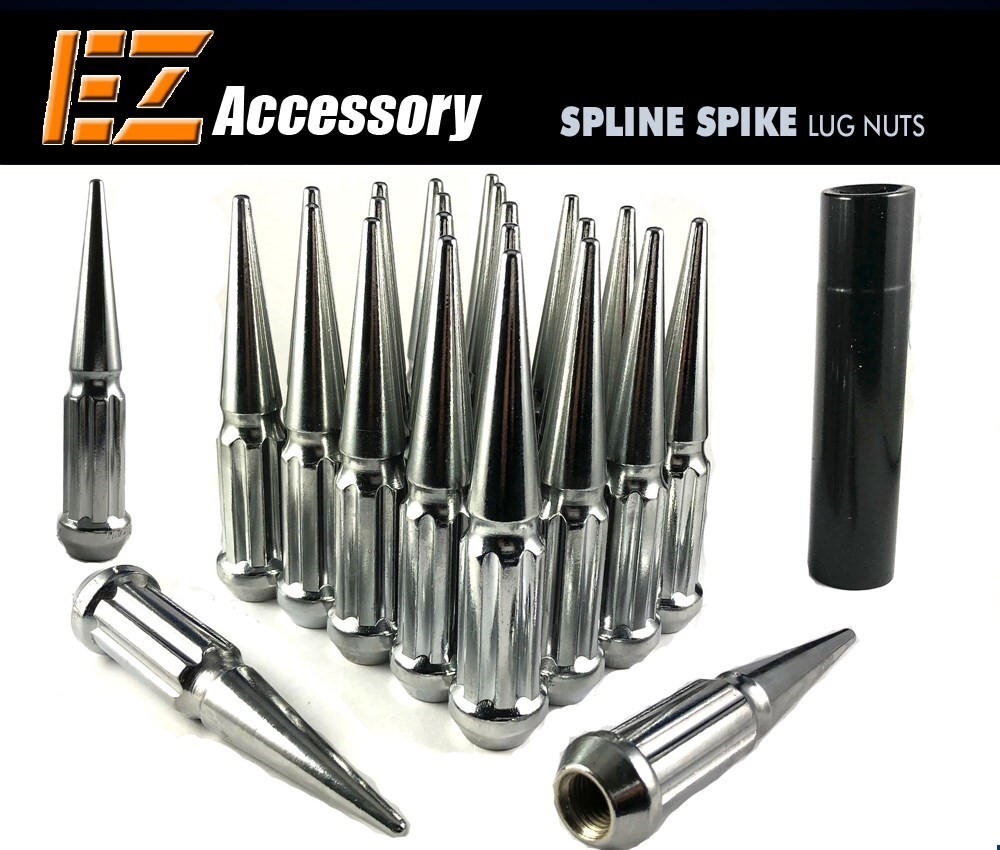 【CPC-L24】のいず 24 PC Solid Spline Spike Lug Nuts Kit | Chrome | 12x1.25
