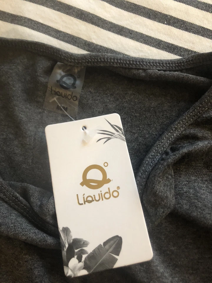 NUEVO CON ETIQUETAS LIQUIDO Mujer MEDIANO Yoga Gris Alas Salvajes Top Suelto Foto 2 de 3