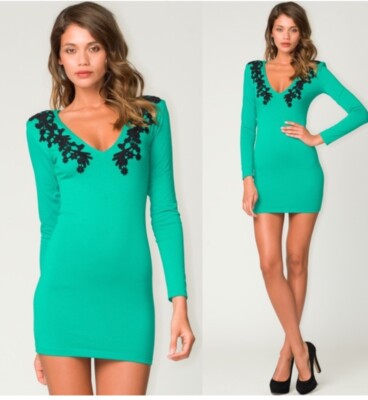 chinese dress ladies Mini Dress with Lace Floral Pattern and Sparkling Details main image 1