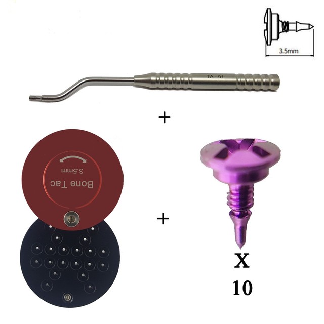 Lot x 10 dental implant titanium bone tack pins 3.5 mm + 1 case + 1