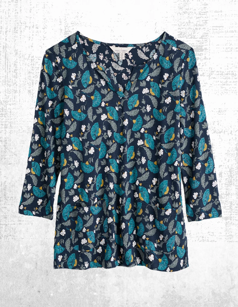 Tunica Donna Seasalt Manica 3/4 – Cotone Navy Geo Lizzy – Leggero Difetto