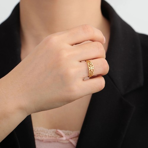 New Filigree Flowers Ring Flower of Life Stainless Steel Finger Ring Gifts - Picture 5 of 16