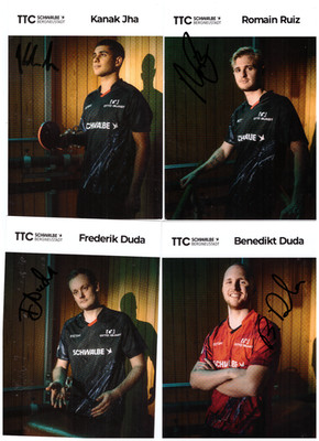 Table tennis TTC Schwalbe Bergneustadt...4x autograph cards (original signed)