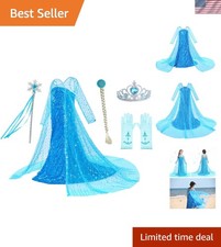 Luxury Princess Dress Costumes with Shining Long Cape Girls Birthday Party