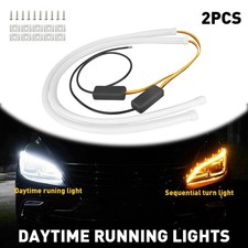 2 PCS White Amber 60cm LED Strip Daytime Runnning DRL Light Headlight Sequential