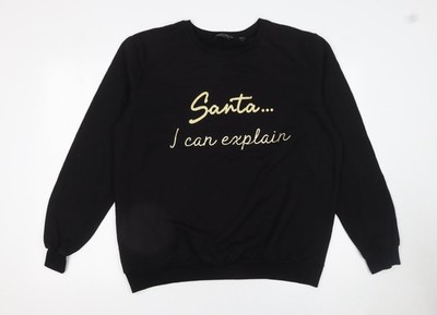 Dorothy Perkins Damen schwarz Größe 18 Weihnachten Sweatshirt Santa I Can Explain