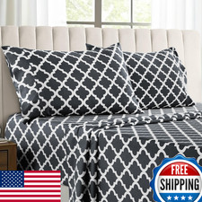 LUX D cor Quatrefoil King Sheet Set - 4 Piece Ultra-Soft Microfiber Bed Sheets w