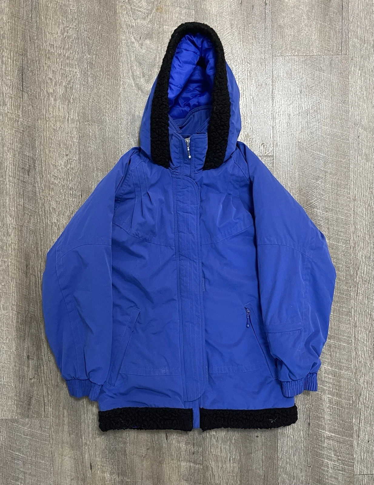 Vtg Ski Coat M Double Diamond Full Zip Winter Jacket Plush Hoodie Outdoor Medium