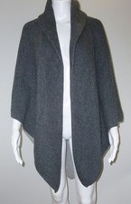 Nardi  Tagliaferri Made in Italy Grey Wool Blend Knit Cape Poncho Shawl Collar