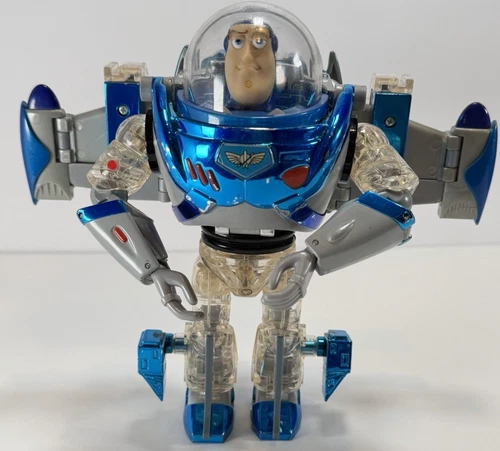 Vintage Buzz Lightyear Metal Morpher Pixar Toy Story Clear Blue Transformer Ship