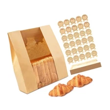 KEQ Bread Bags for Homemade Bread-Paper Bread Bag with Window-50 Pcs Sourdoug...