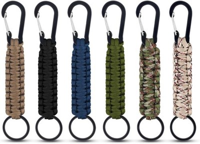 6 Pack Paracord Keychain with Carabiner Braided Lanyard Key Chain Paracord Carab