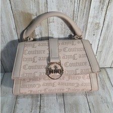 Juicy Couture Blush Pink Logo Print Top Handle Satchel Bag Gold Tone Hardware