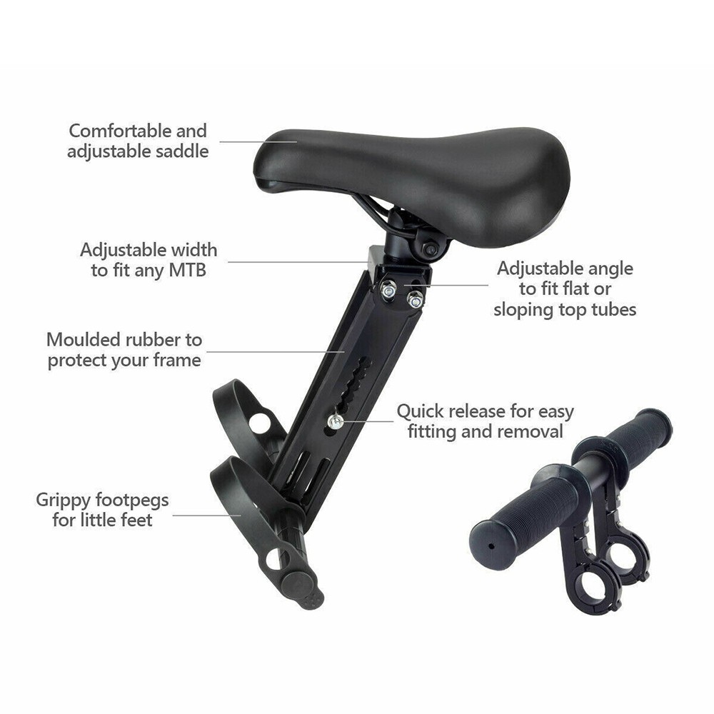 Kids Bike Seat Front Mounted + Handlebar Detachable Front Mounted Toddler Seat