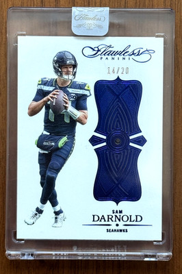 2025 Flawless Sam Darnold Sapphire Blue Jersey Match #14/20 Seattle Seahawks