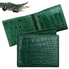Genuine Green Double Sized Crocodile Leather Billfold Wallet Men RIFD Handmade