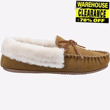 Image of Cotswold Sopworth Womens Slip On Moccasins Casual Slippers Tan