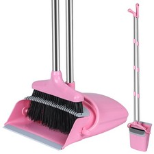 Broom and Dustpan Set Combo Pink Home Office Kitchen Cleaning Supplies