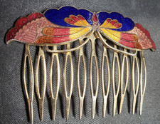 Metsl Enamel Butterfly Comb Hair Jewelry Vintage READ