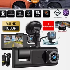 Dash Cam HD G-sensor 1080p Car Dual Lens Front/Rear/Inside Video Recorder Camera