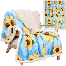 50x60 Inch Luxuriously Ultra Soft Bright and Cheerful Sunflower Throw Blanket...