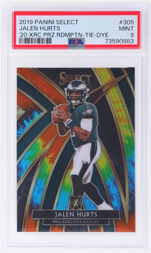2019 Panini Select Jalen Hurts '20 Xrc Redemption Tie Dye Prizm #305B /25 PSA 9